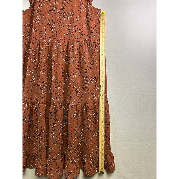 Boho Feminine Brannan Brown‎ Dress – Rust with Black & White Dots, Size L - Picture 3 of 11